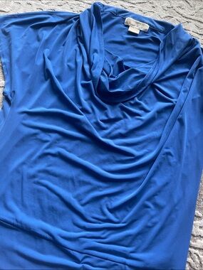 Michael Kors Royal Blue Draped Cowl Neck Top